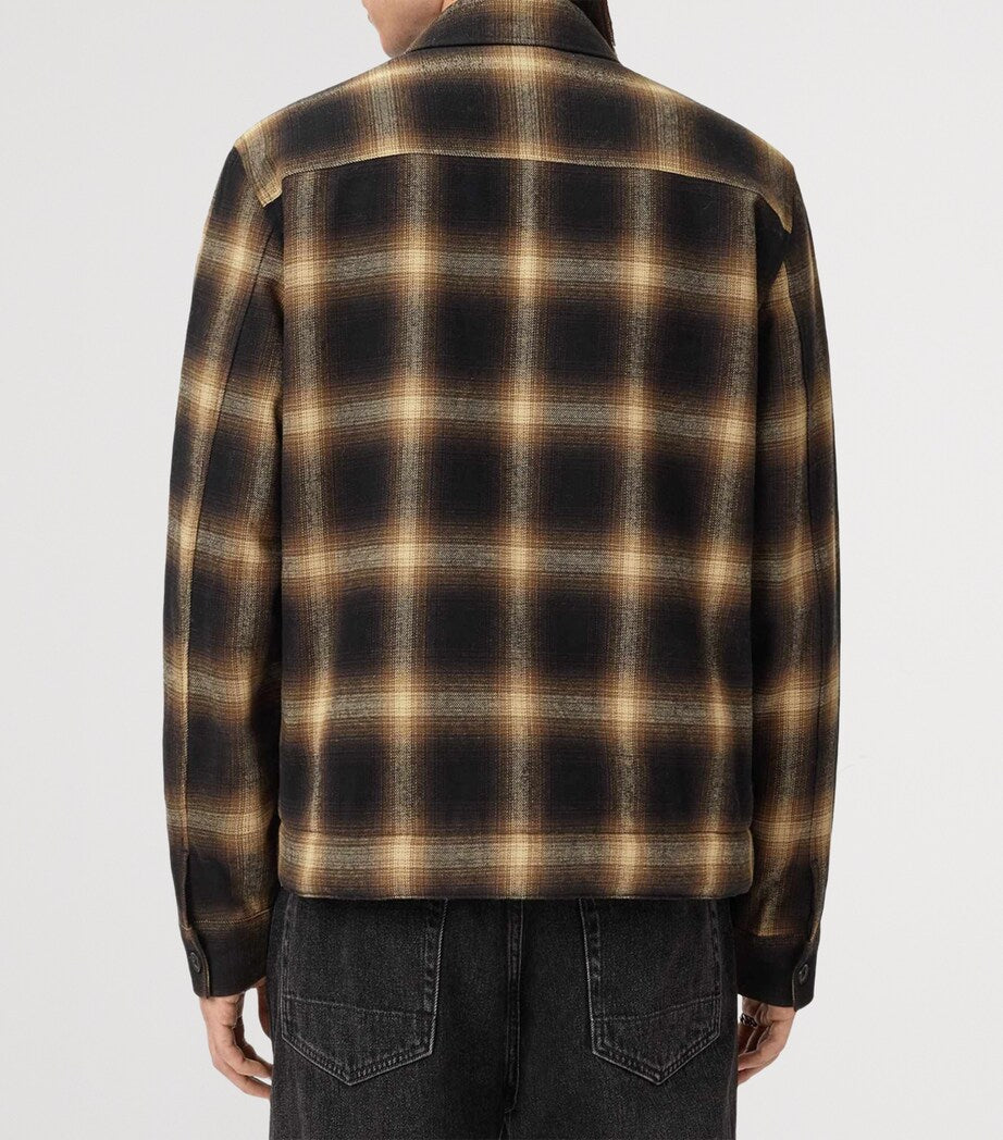 AllSaints Brown Organic Cotton Check Mathers Jacket