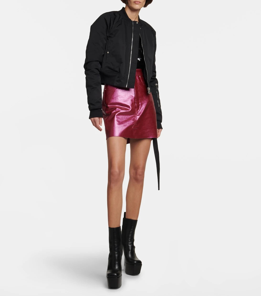 Rick Owens - Coated denim miniskirt