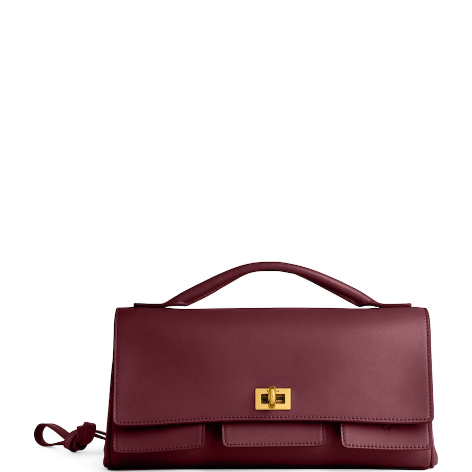 Balenciaga Red Small Calfskin Bel Air Clutch Bag