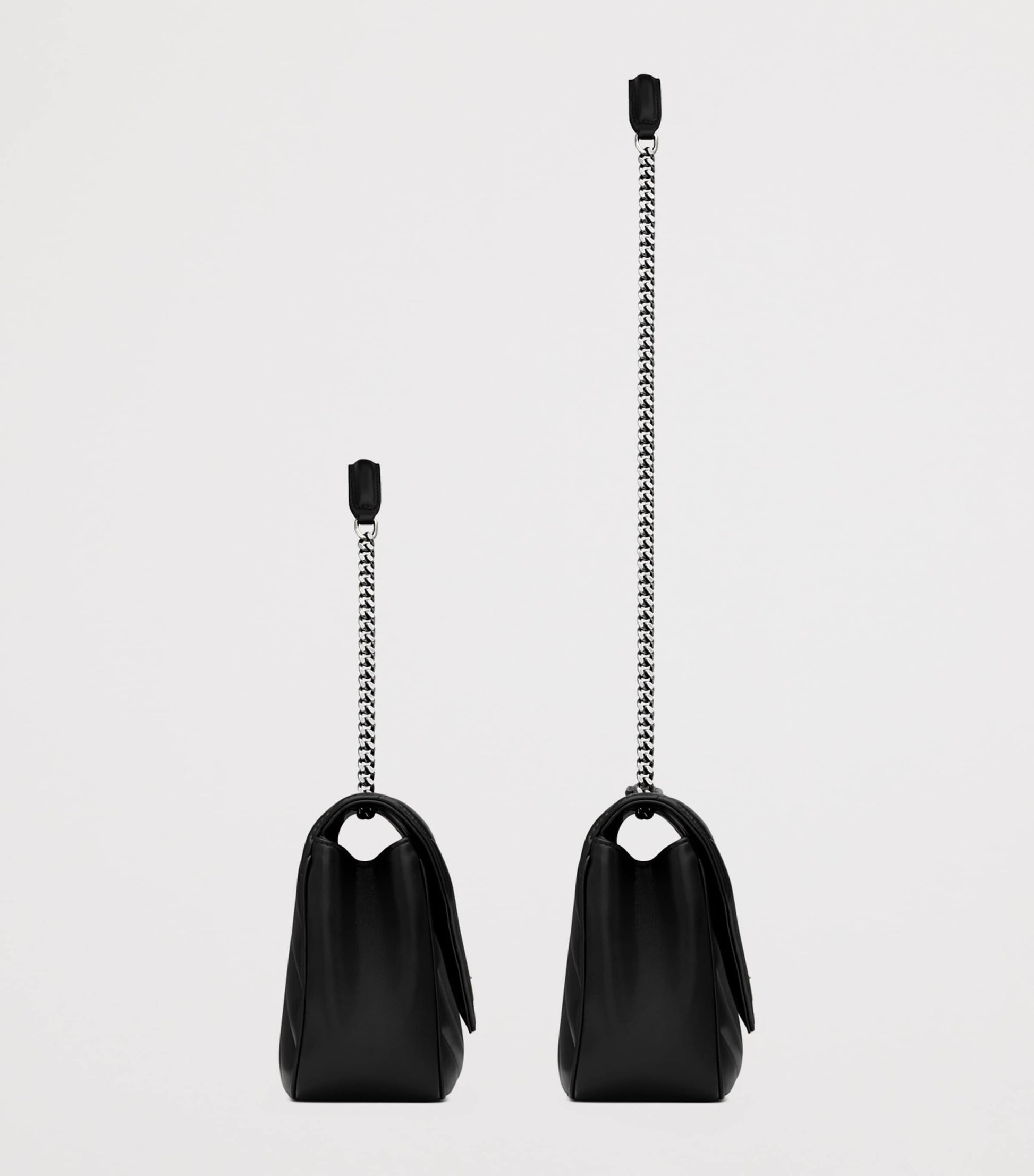 Saint Laurent Black Mini Matelassé Lambskin Loulou Shoulder Bag