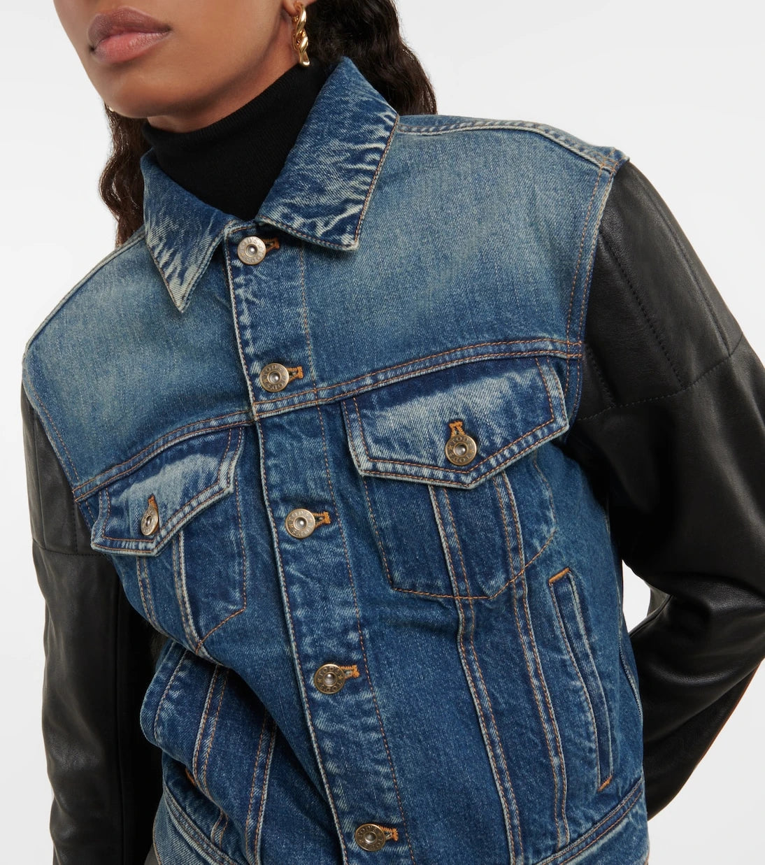 Tod's - Leather-paneled denim jacket