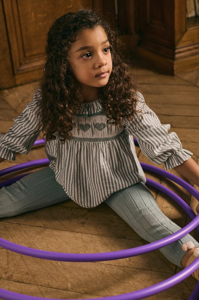 Louise Misha - Antonella smocked striped cotton blouse