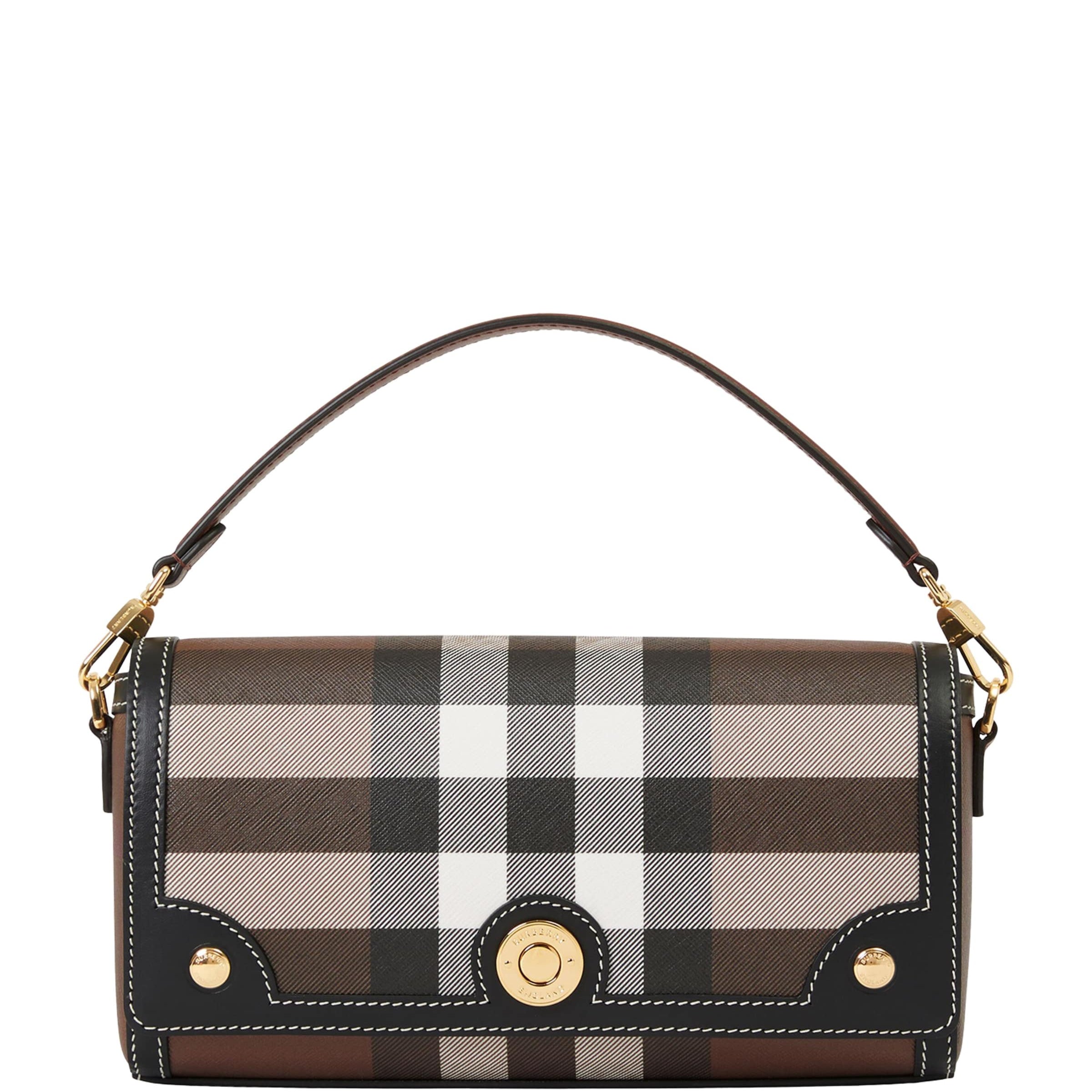 Brown Check Top-Handle Bag