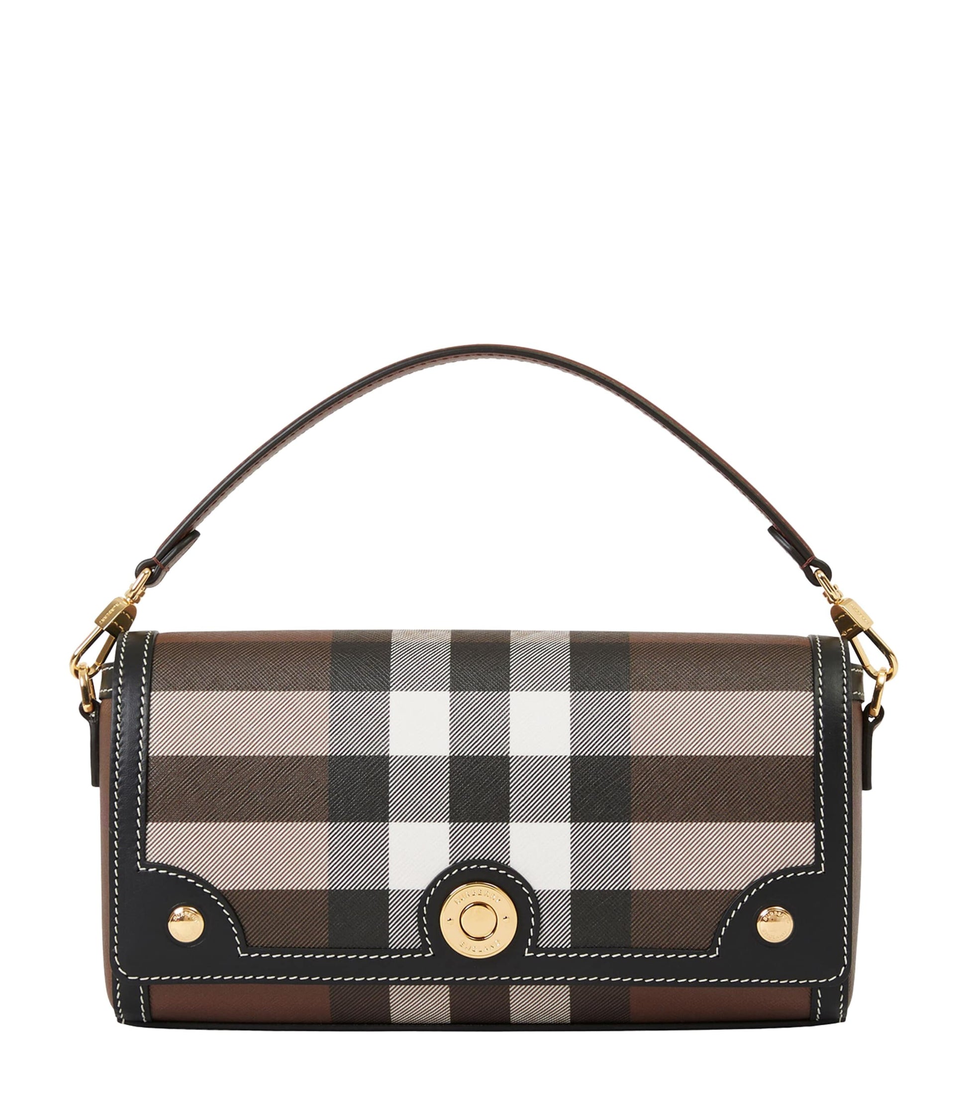 Brown Check Top-Handle Bag