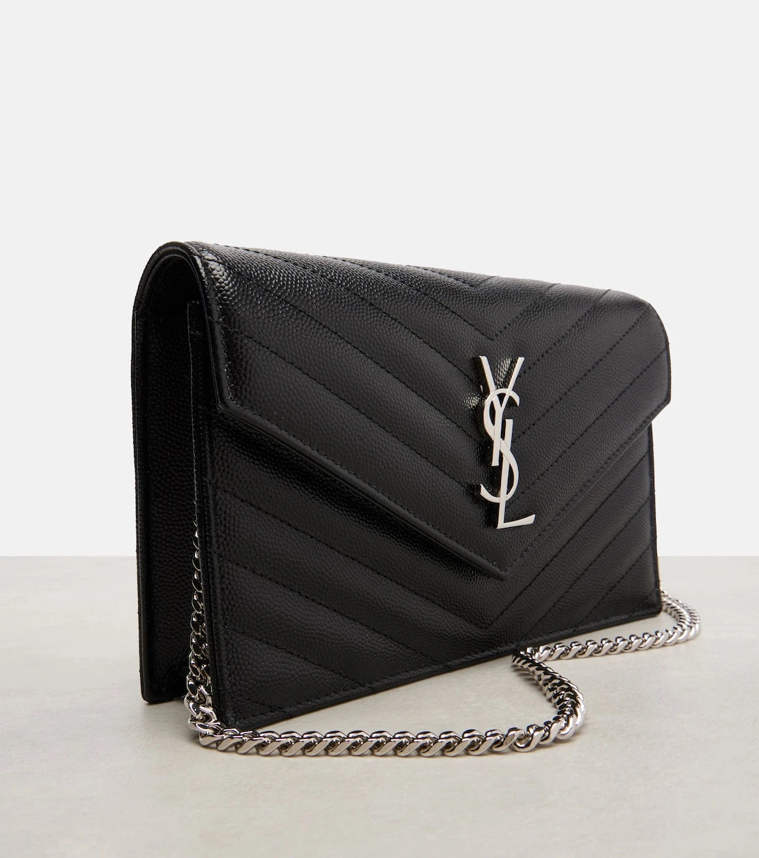 Saint Laurent - Cassandre Envelope Small leather wallet on chain
