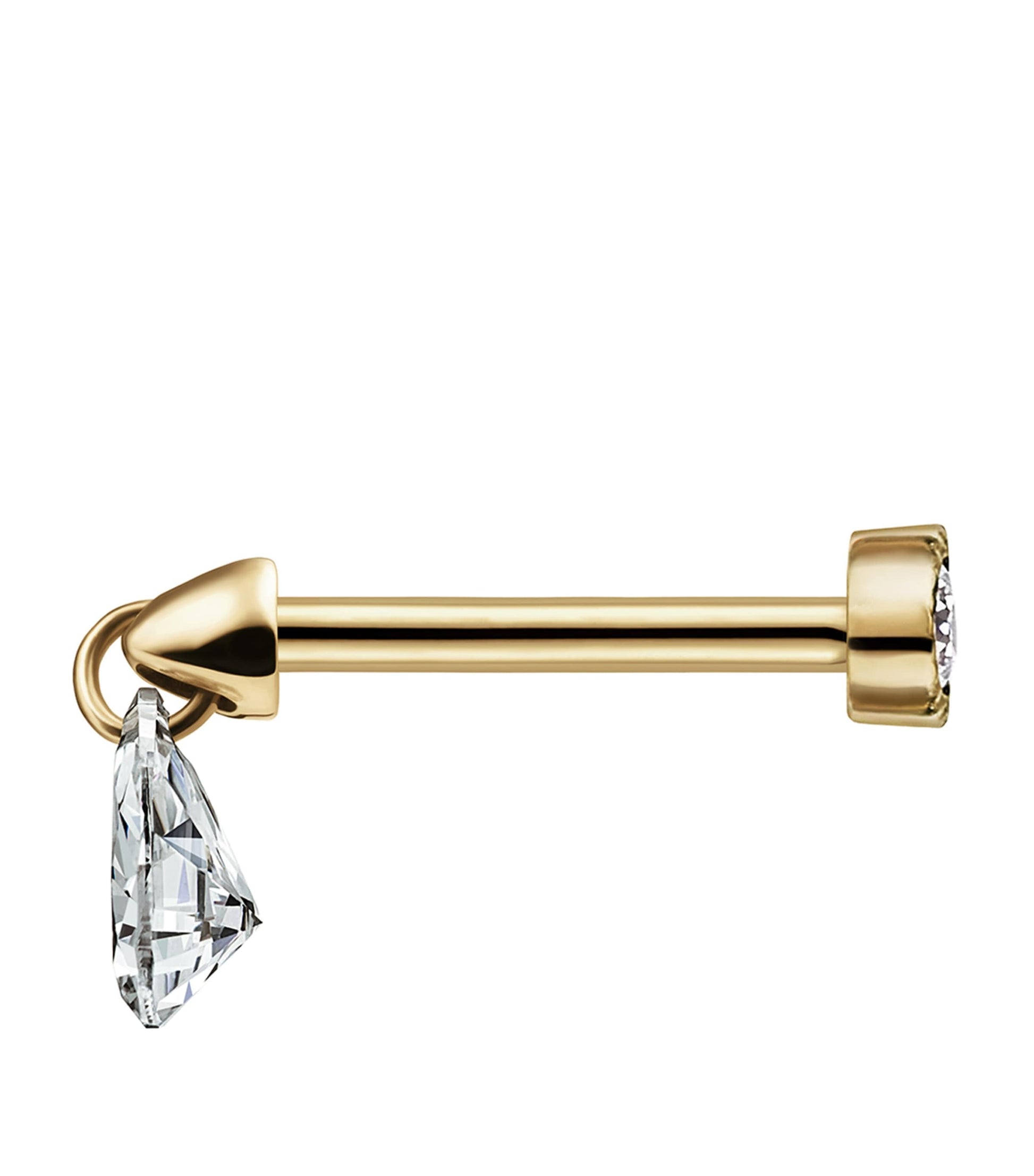 Maria Tash Yellow Gold Floating Pear Diamond Charm Threaded Stud Earring (4mm)