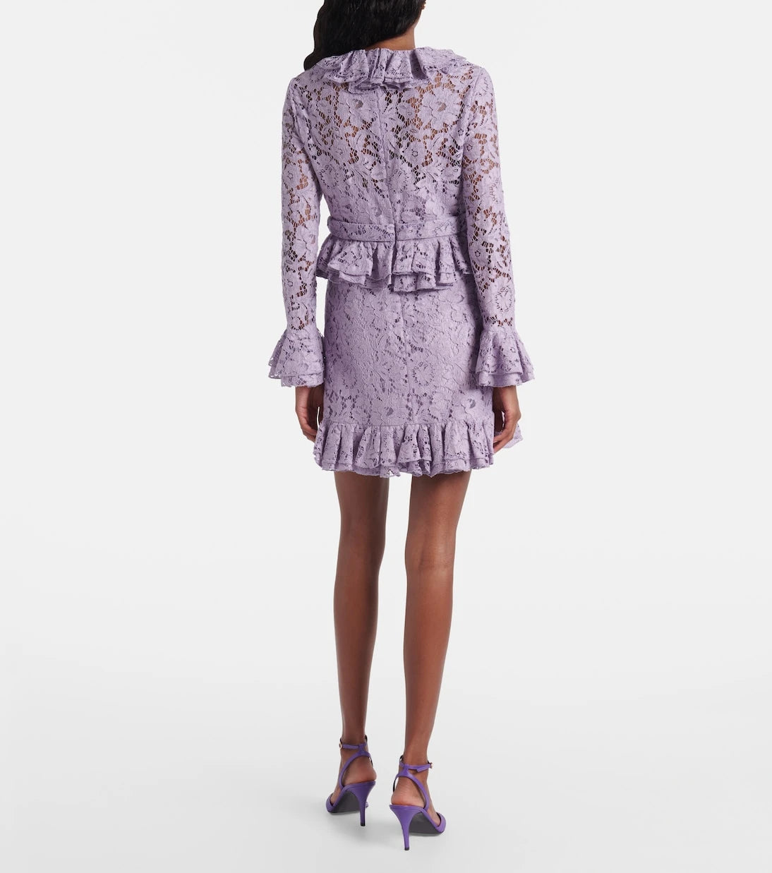 Valentino - Ruffled floral lace minidress