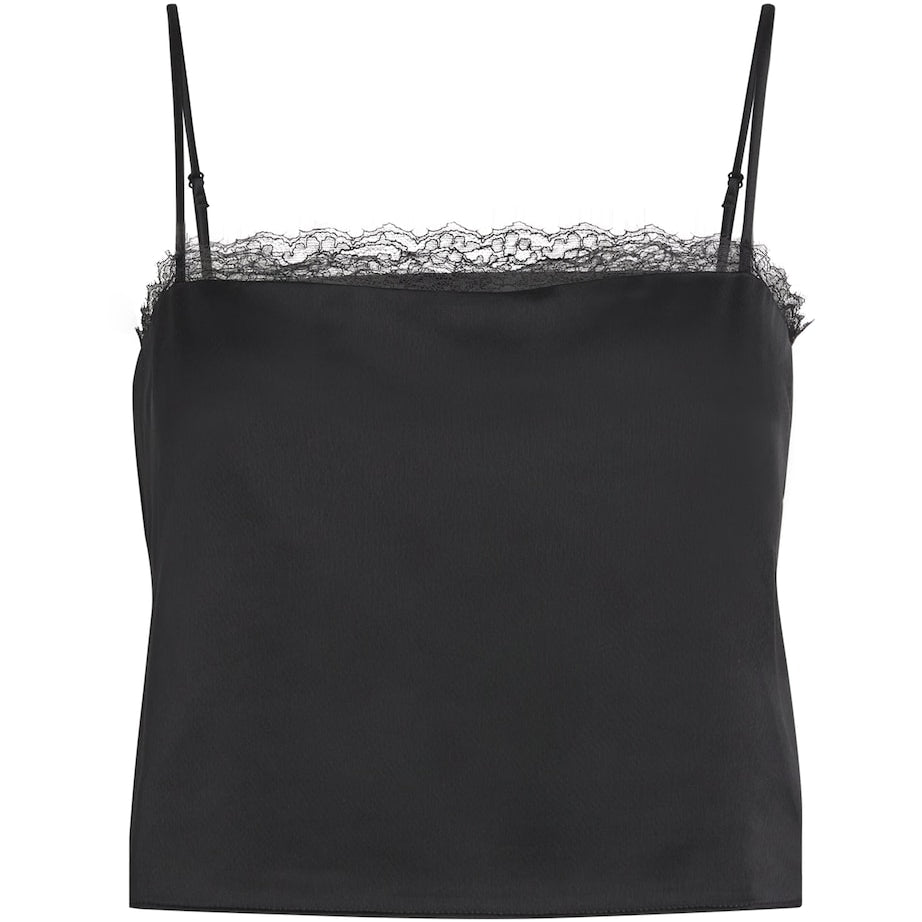 Satin Lace-Trim Barb Cami Top