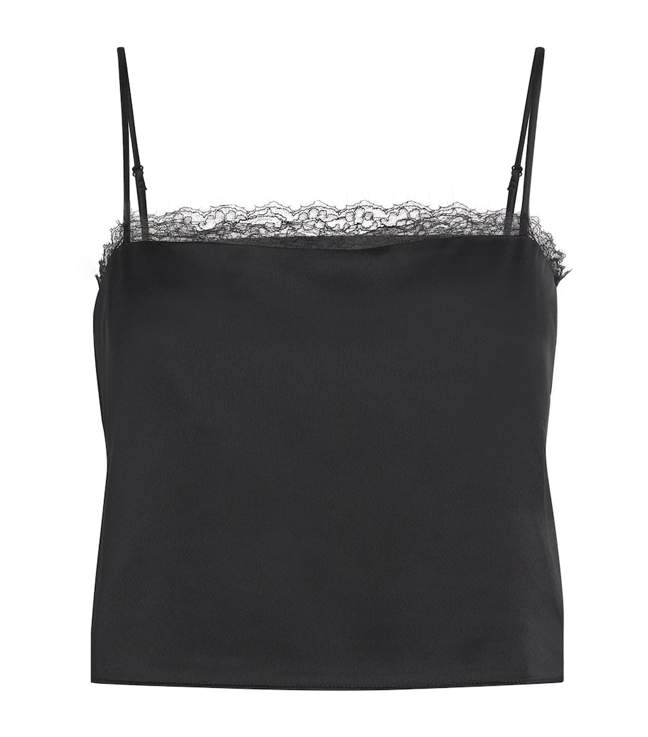 Satin Lace-Trim Barb Cami Top