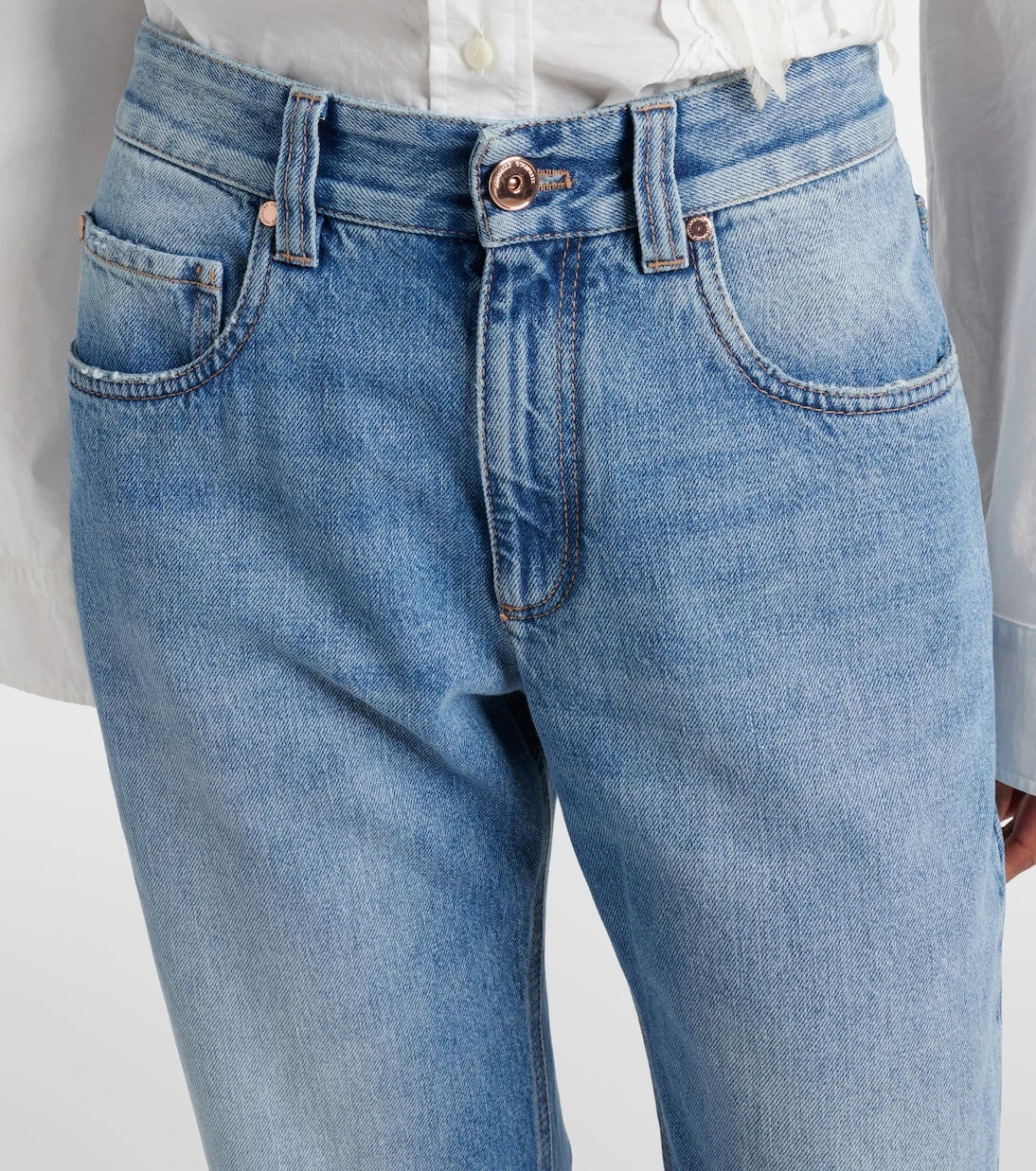 Brunello Cucinelli - جينز بقصّة مستقيمة وخصر منخفض