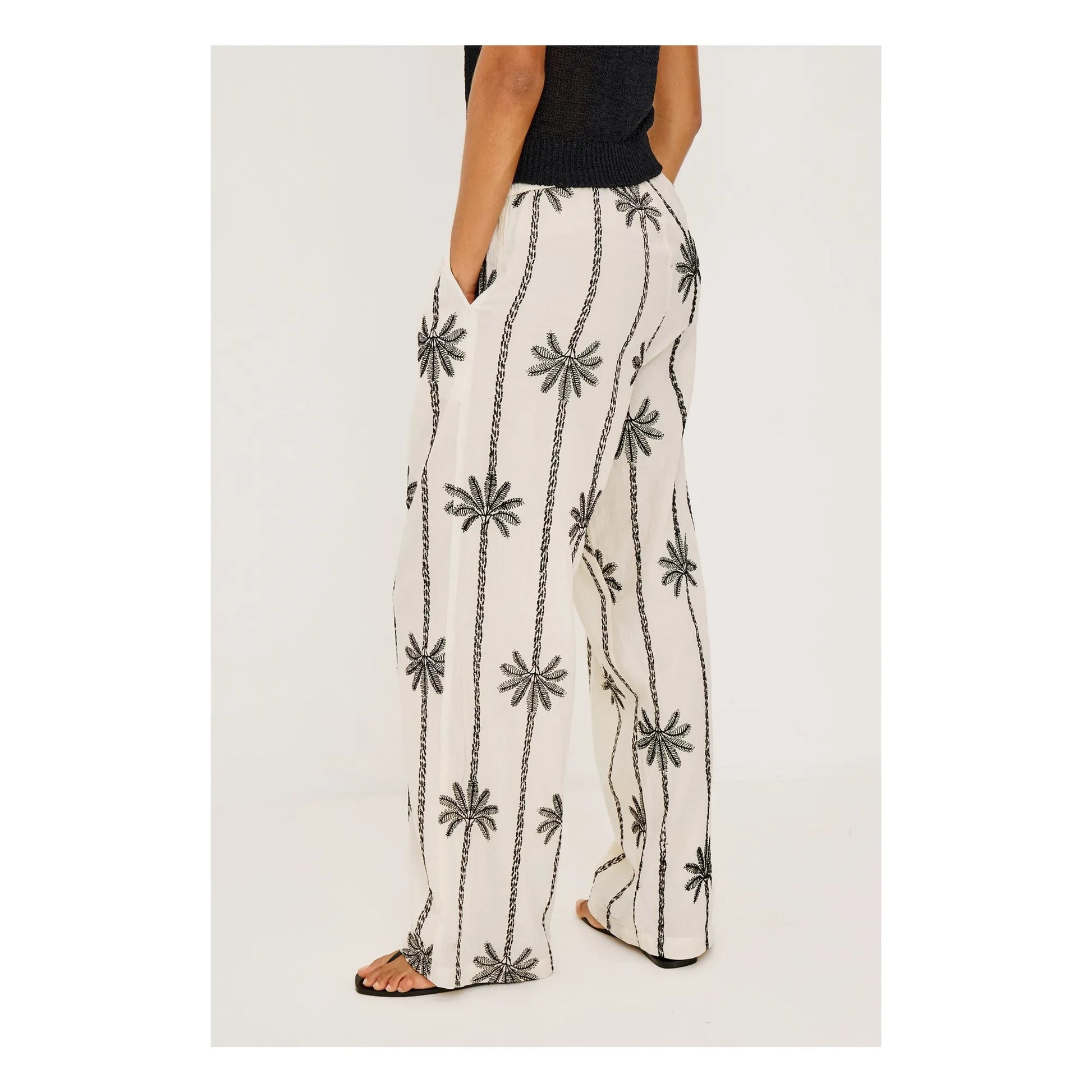 Rails - Emmie Linen Embroidery Pants | White