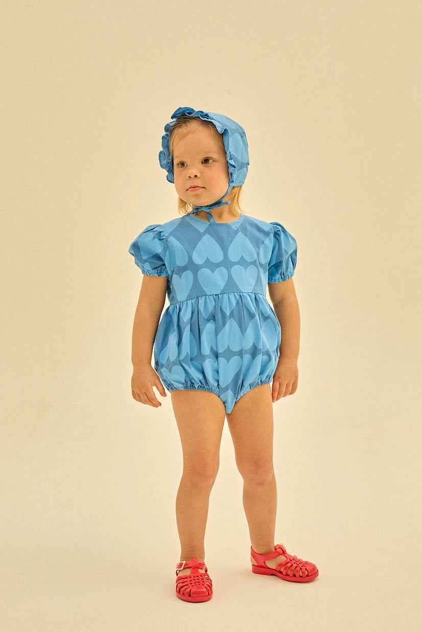 Jellymallow - Baby Heart cotton playsuit and sunhat set