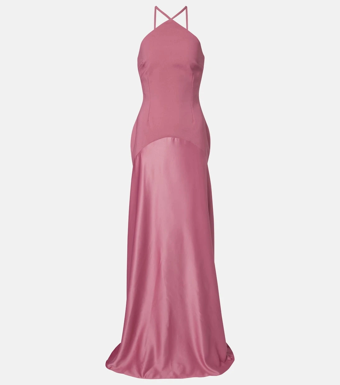 Solace London - Florie satin-trimmed halterneck gown