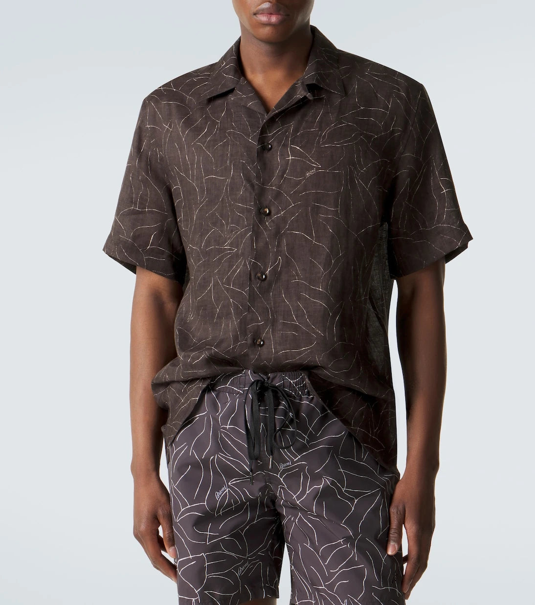Brioni - Printed linen bowling shirt