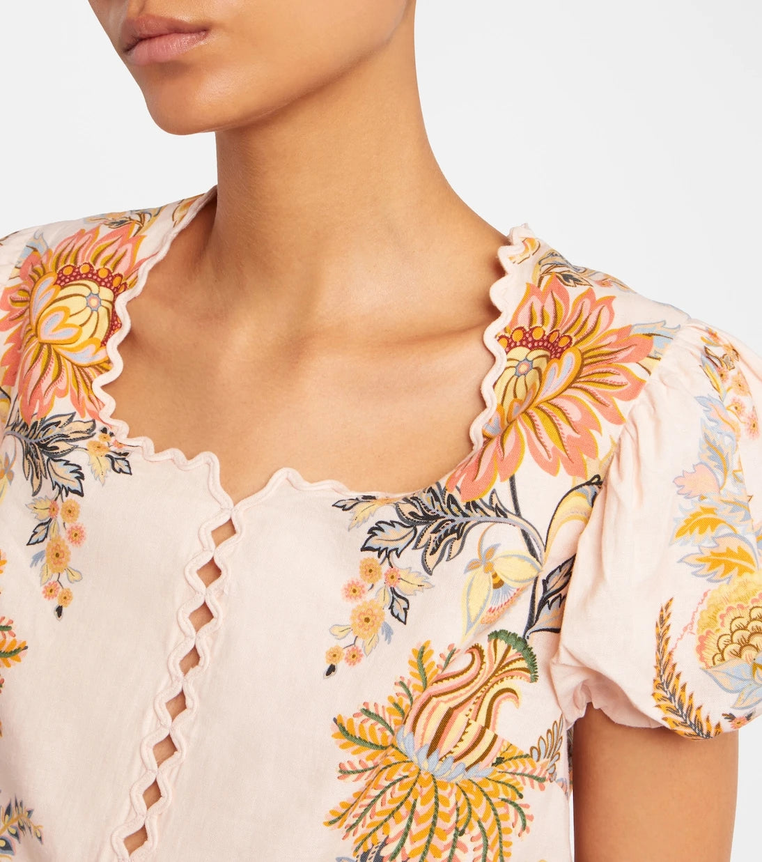 Farm Rio - Ligia floral linen-blend blouse