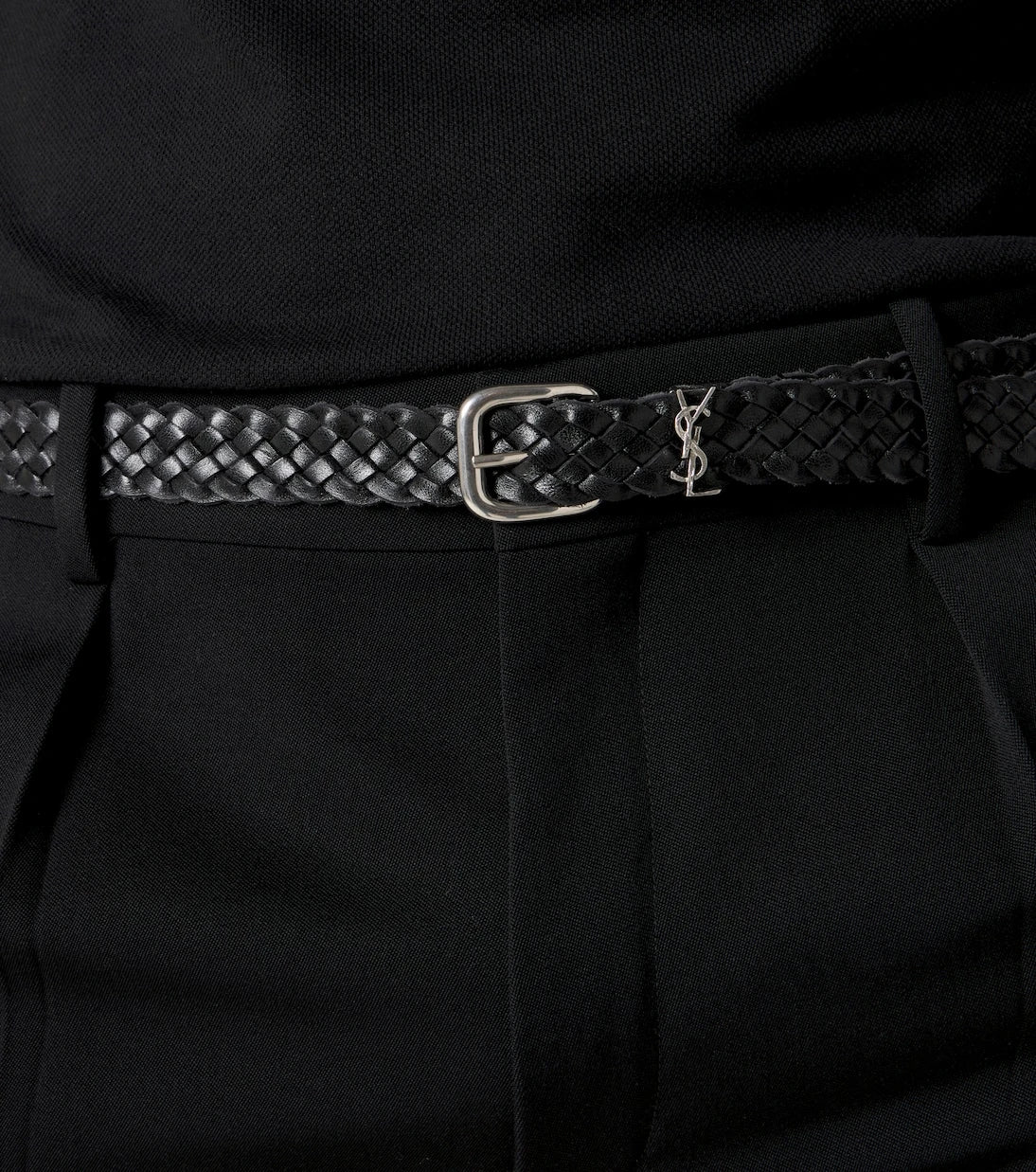 Saint Laurent - Cassandre woven leather belt