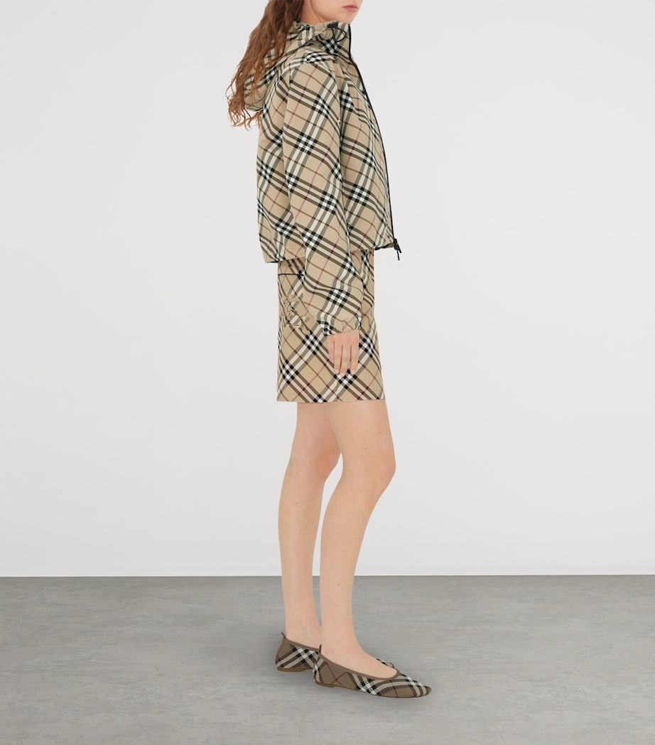 Burberry Beige Technical Check Mid-Rise Shorts