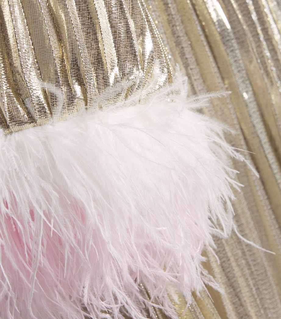 Metallic Feather-Trimmed Chiffon Dress (5-12 Years)