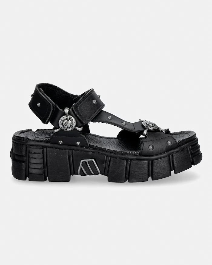 New Rock сандали обувки с платформа дамски VEGAN NEGRO, TOWER CASCO NEGRO LATERAL
