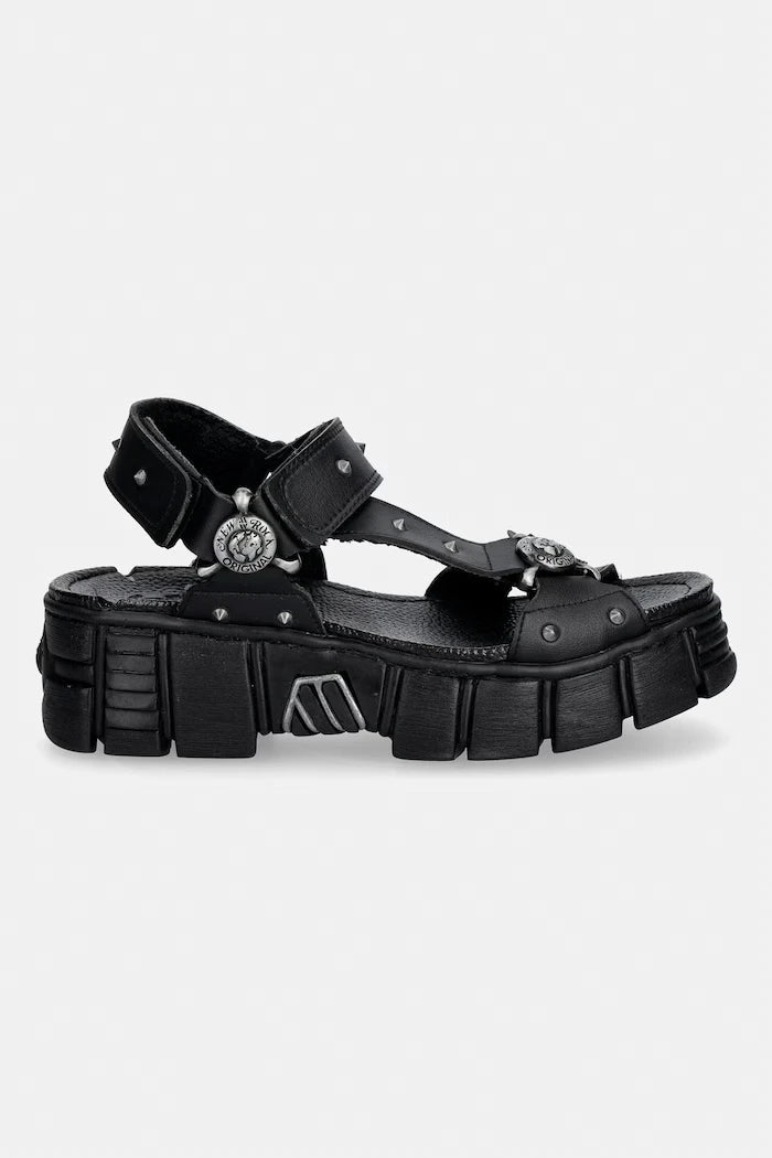 New Rock platform kadın sandalet ayakkabı VEGAN NEGRO, TOWER CASCO NEGRO LATERAL