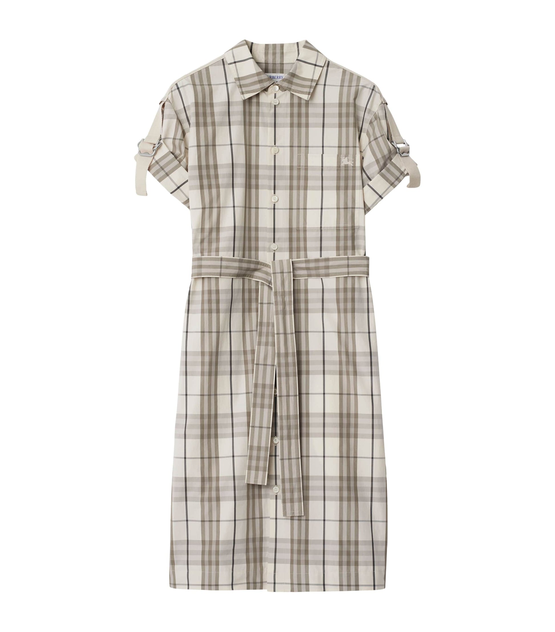 Burberry Ivory Cotton Check Mini Shirt Dress
