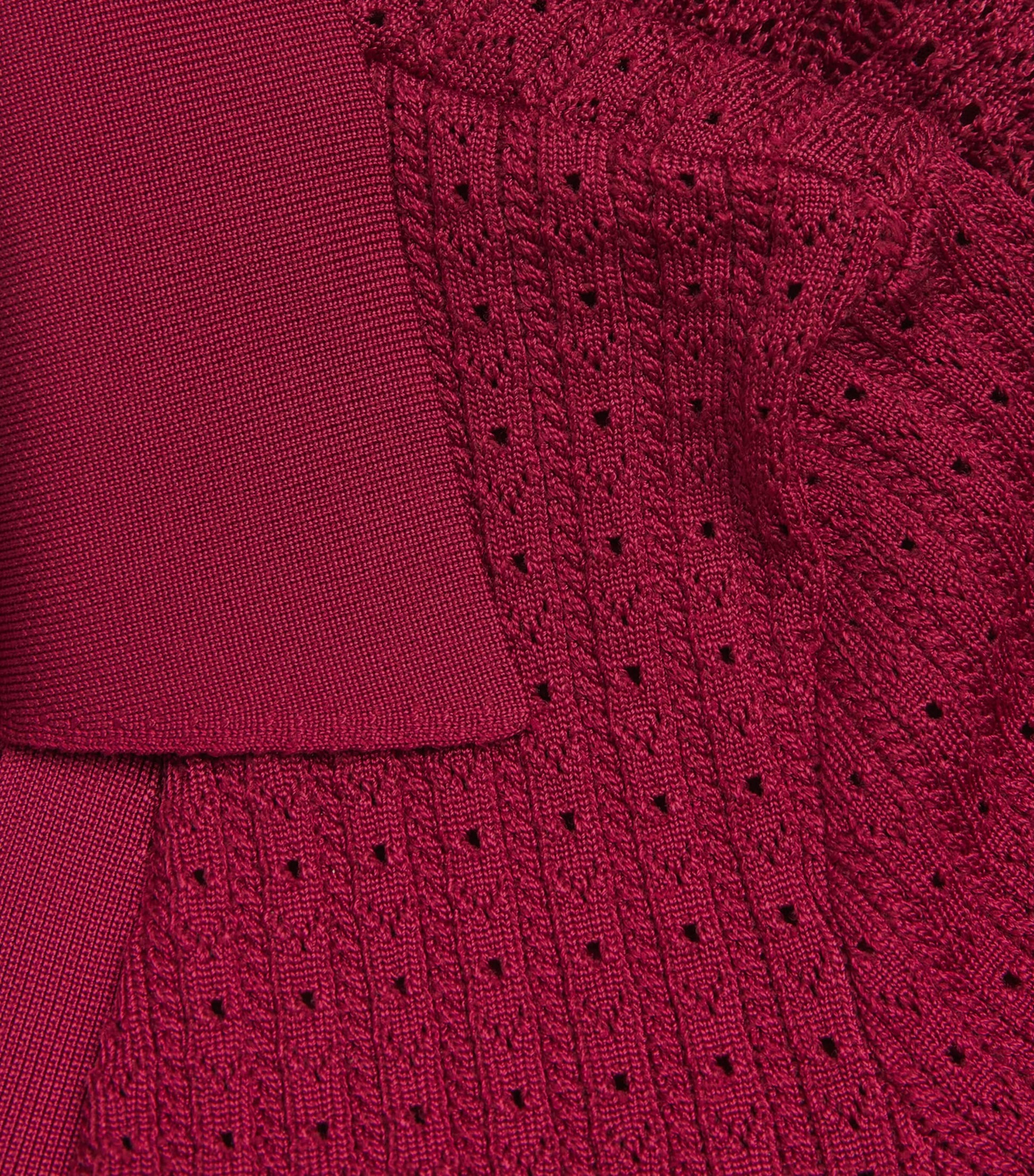 Self-Portrait Burgundy Pointelle Knit Mini Dress