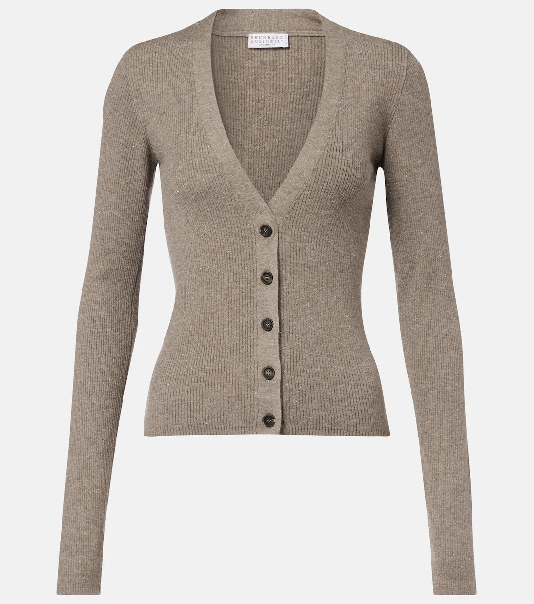 Brunello Cucinelli - Ribbed-knit lamé cardigan