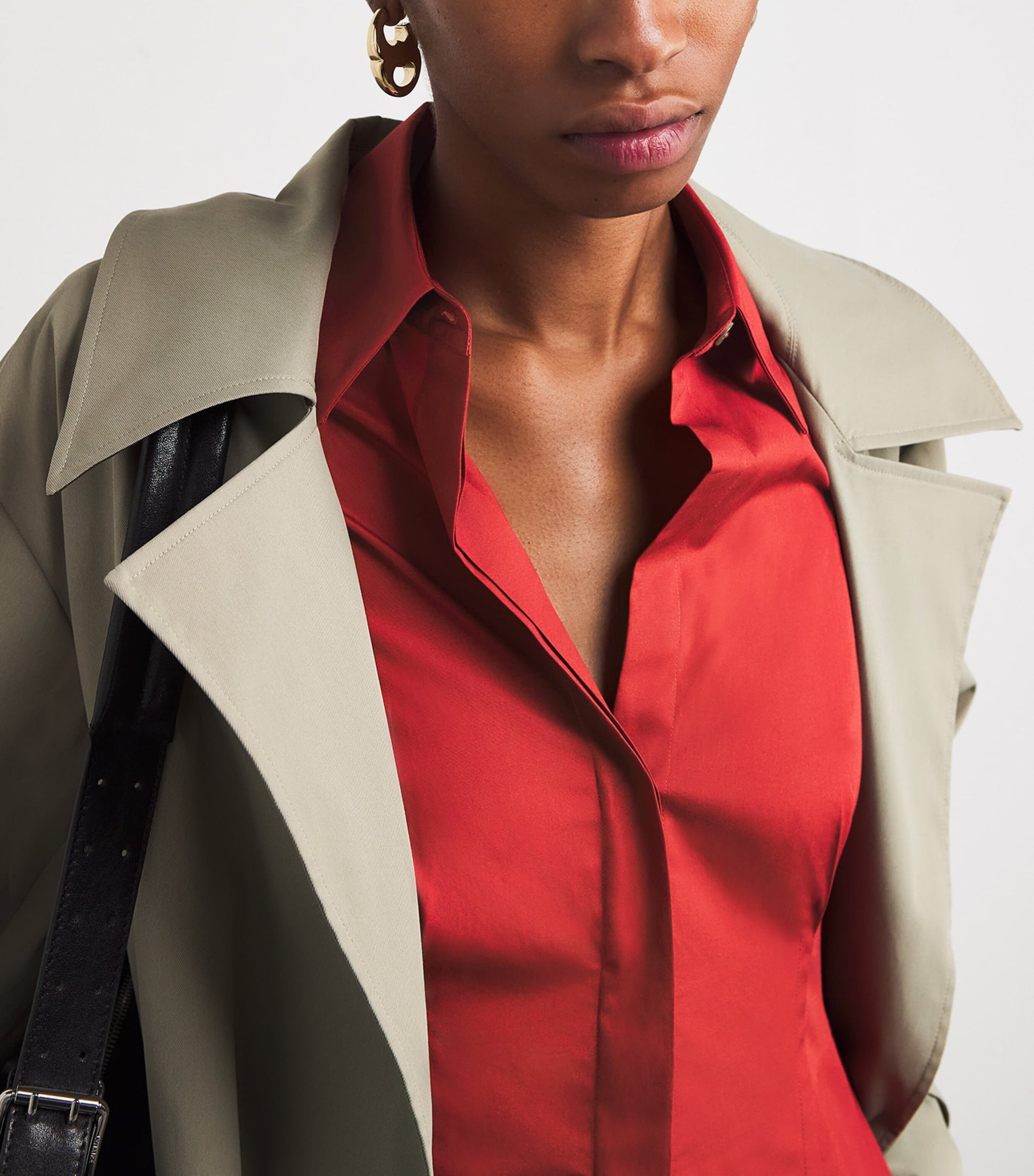 Red Cotton Shirt Midi Dress