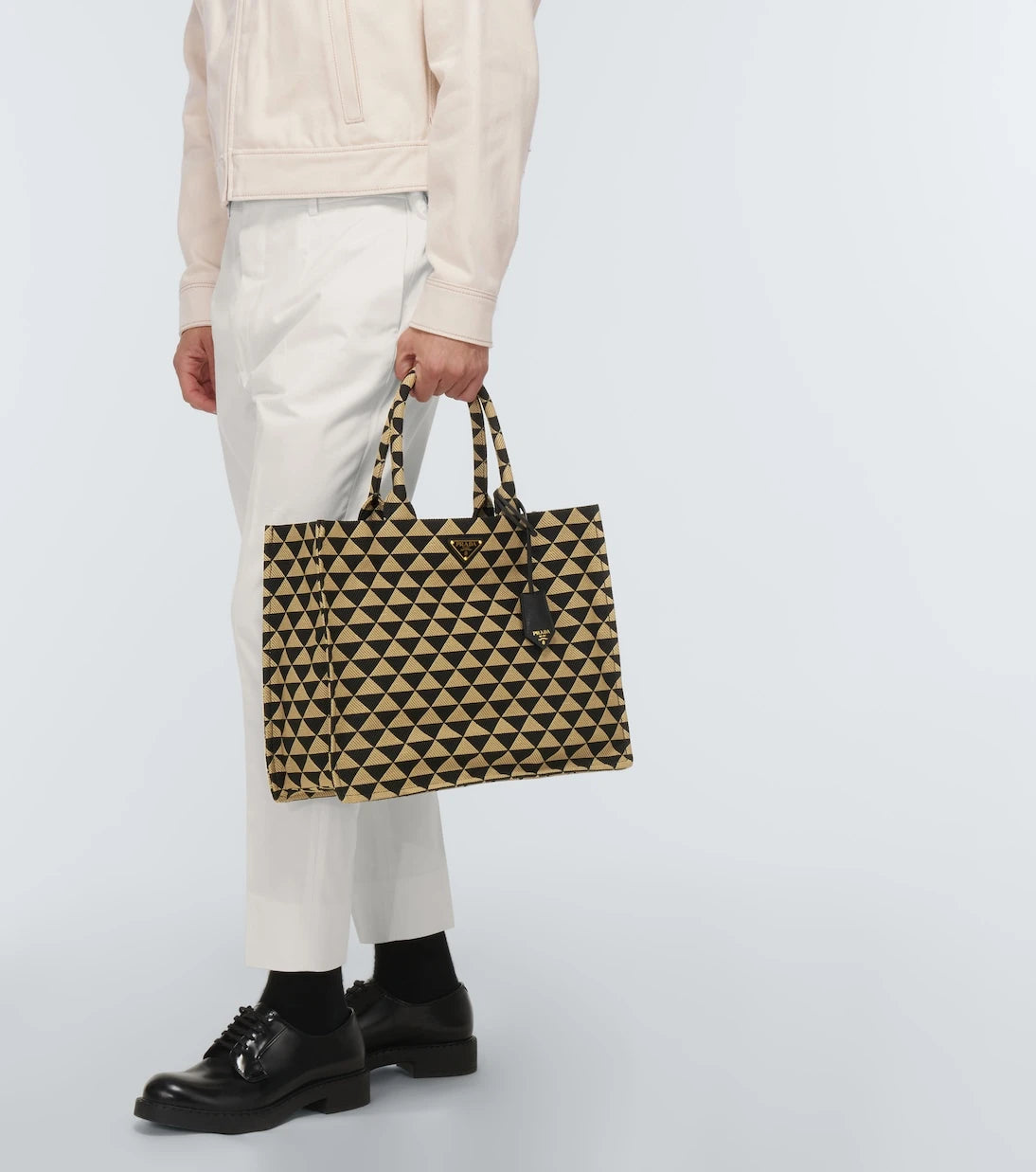 Prada - حقيبة يد توت سيمبول بتطريز جلدي