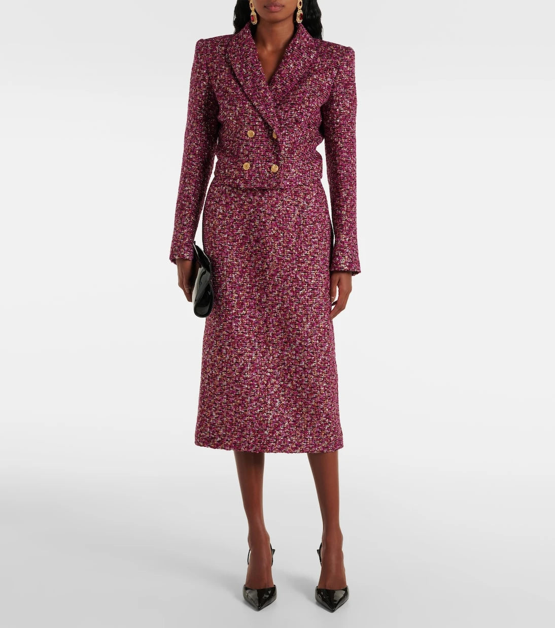 Alessandra Rich - Sequined tweed midi skirt