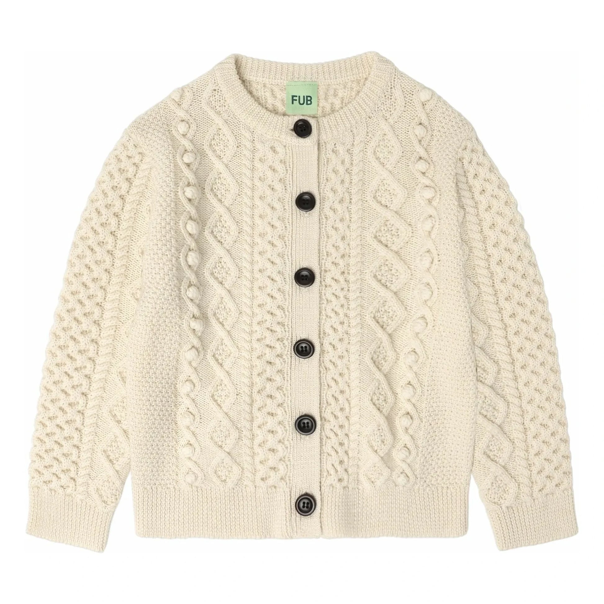 FUB - Cardigan Aran Merino wool | Ecru