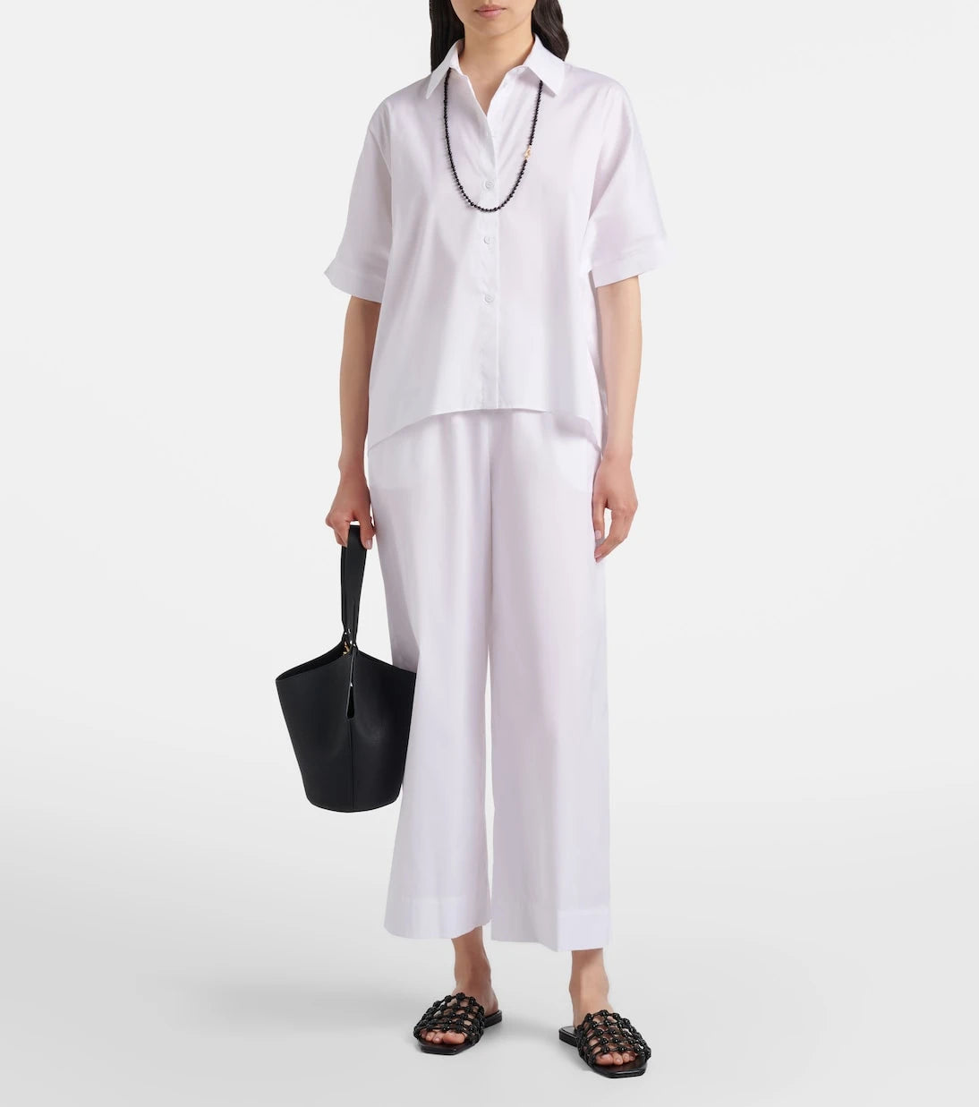 Max Mara - Pece cropped cotton-blend wide-leg pants