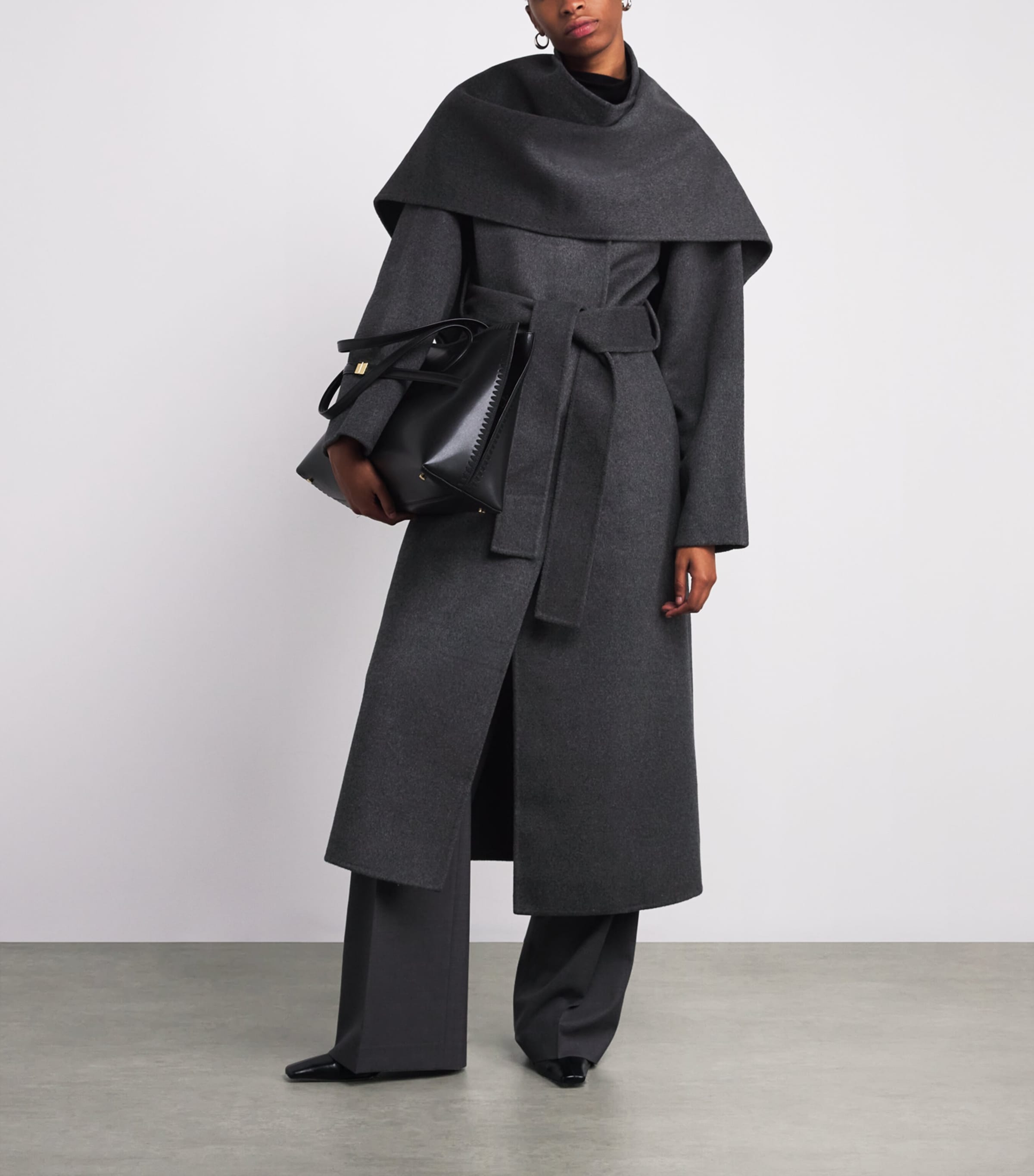 Almada Label Grey Wool-Cashmere Mara Wrap Coat