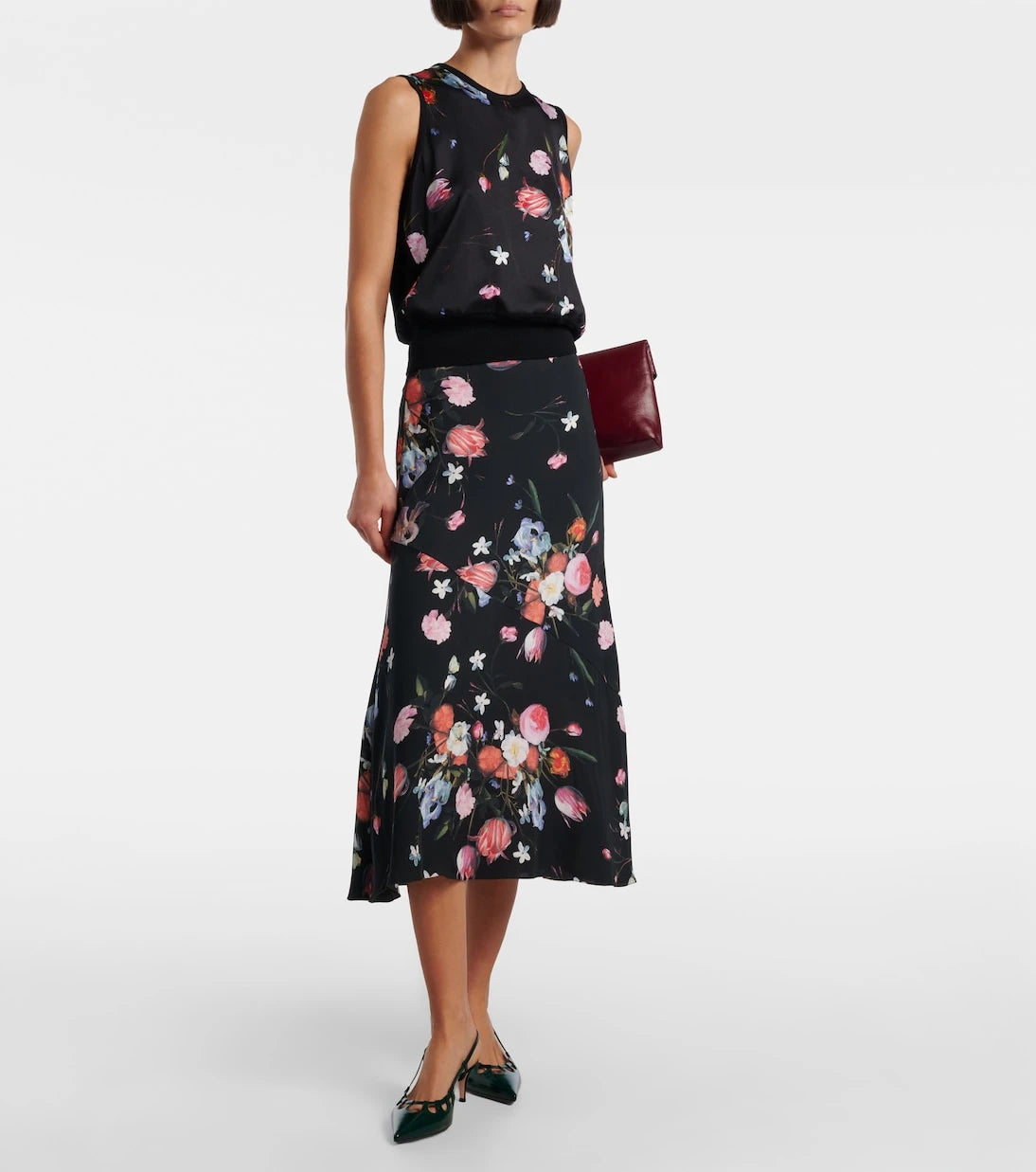 Erdem - Floral printed wool top