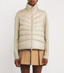 Moncler Beige Down Wool-Trim Panelled Cardigan