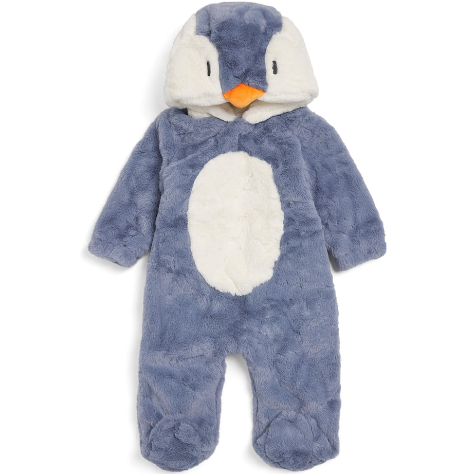 Faux Fur Penguin Sleepsuit (0-24 Months) BLUE