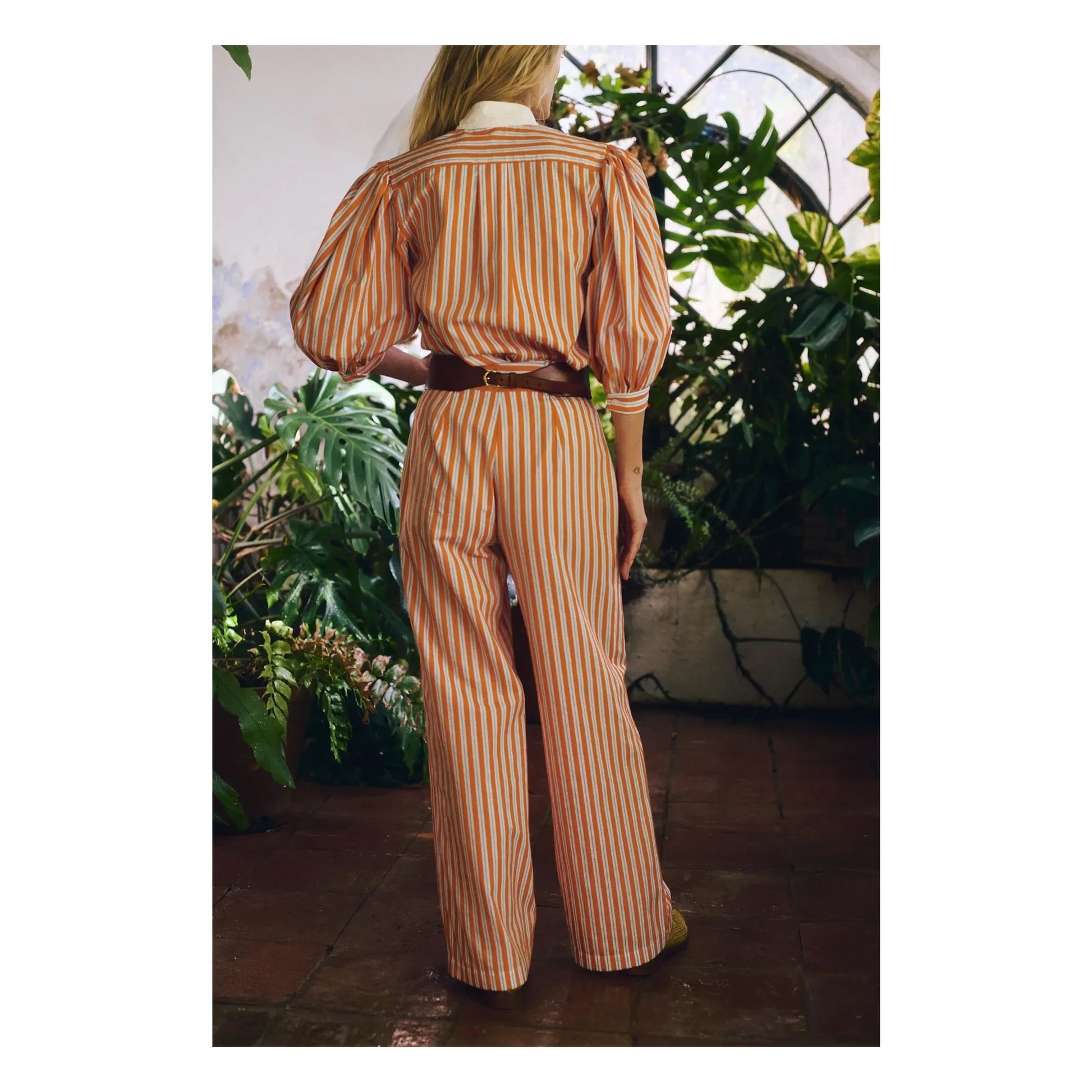 Maria de la Orden - Romeo Cotton Stripe Pants | Orange