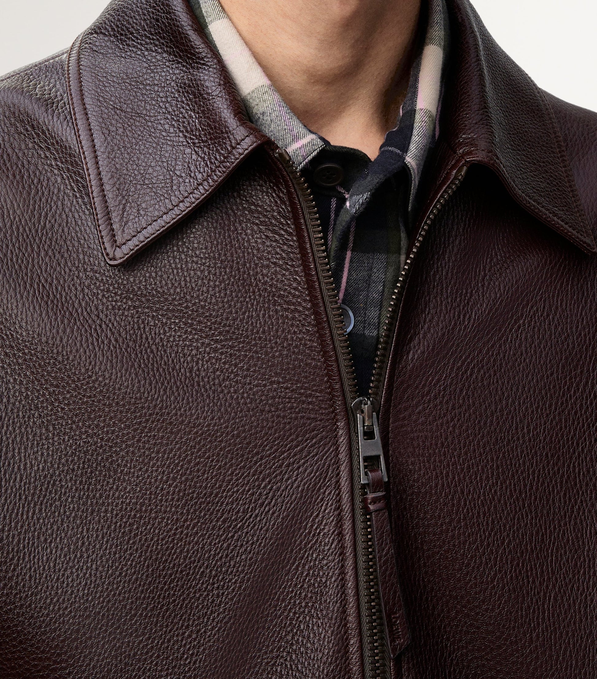 Burgundy Leather Aviator Jacket