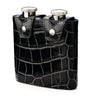 Croc-Embossed Leather Double Hip Flask