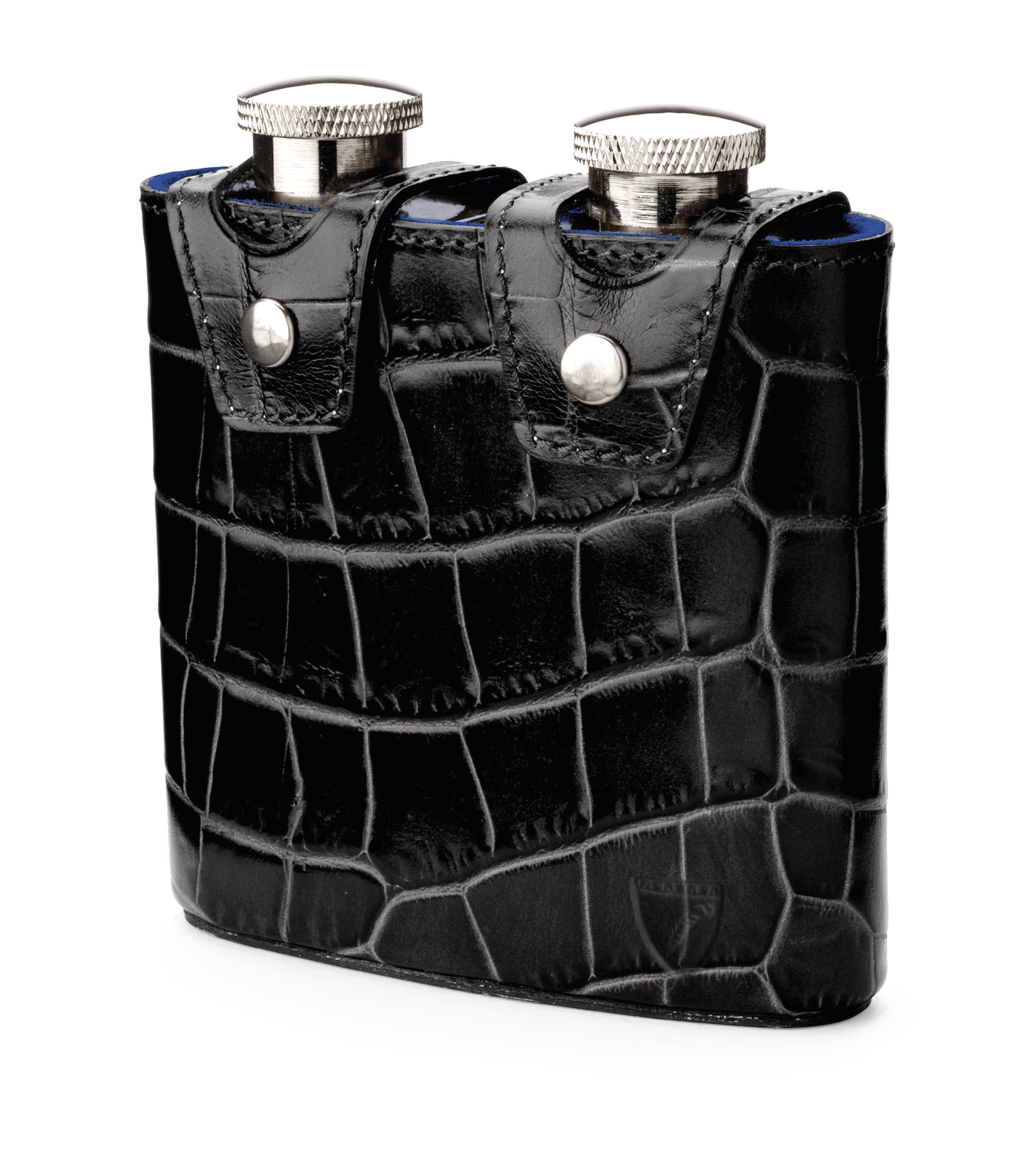 Croc-Embossed Leather Double Hip Flask