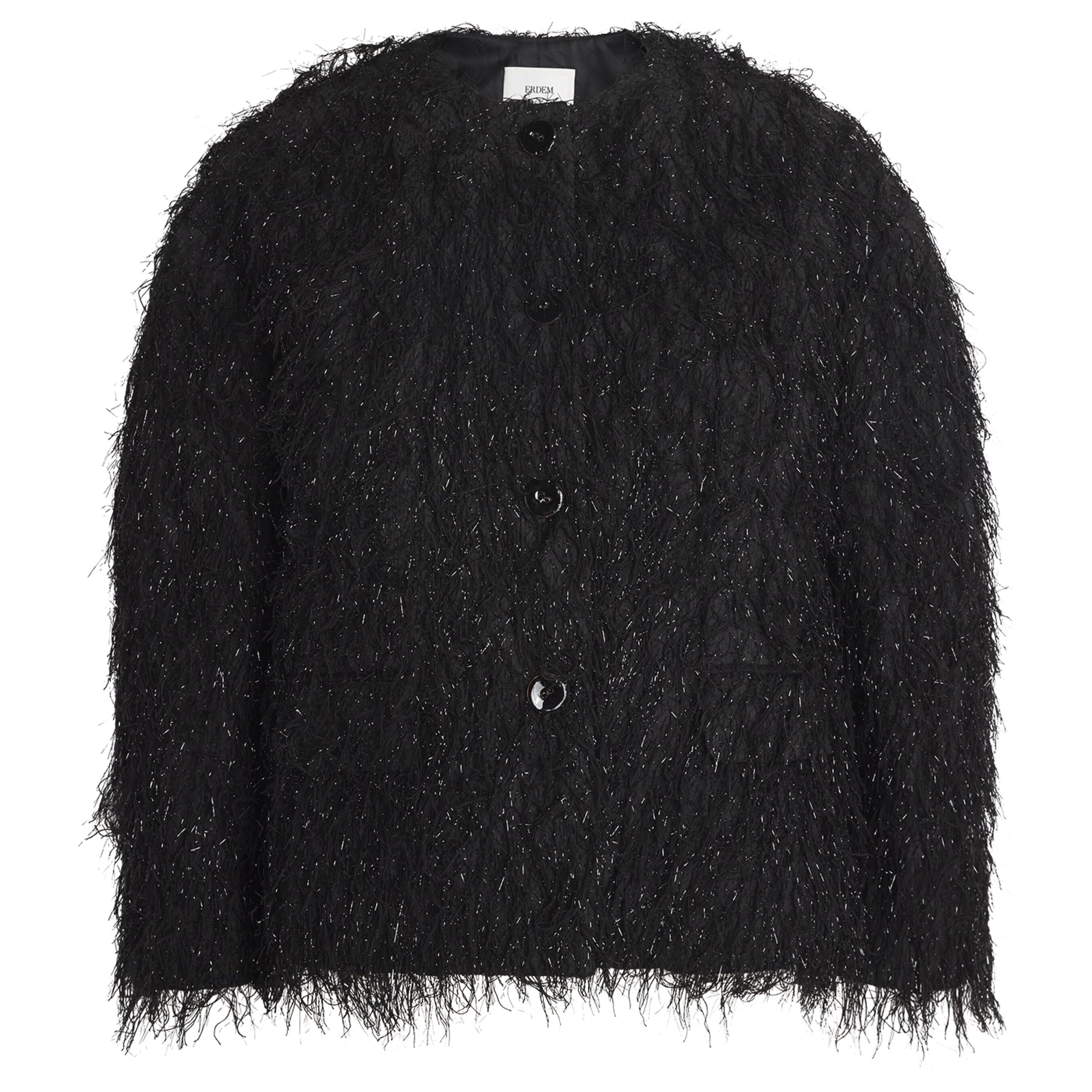 Erdem Black Fil Coupé Cropped Jacket