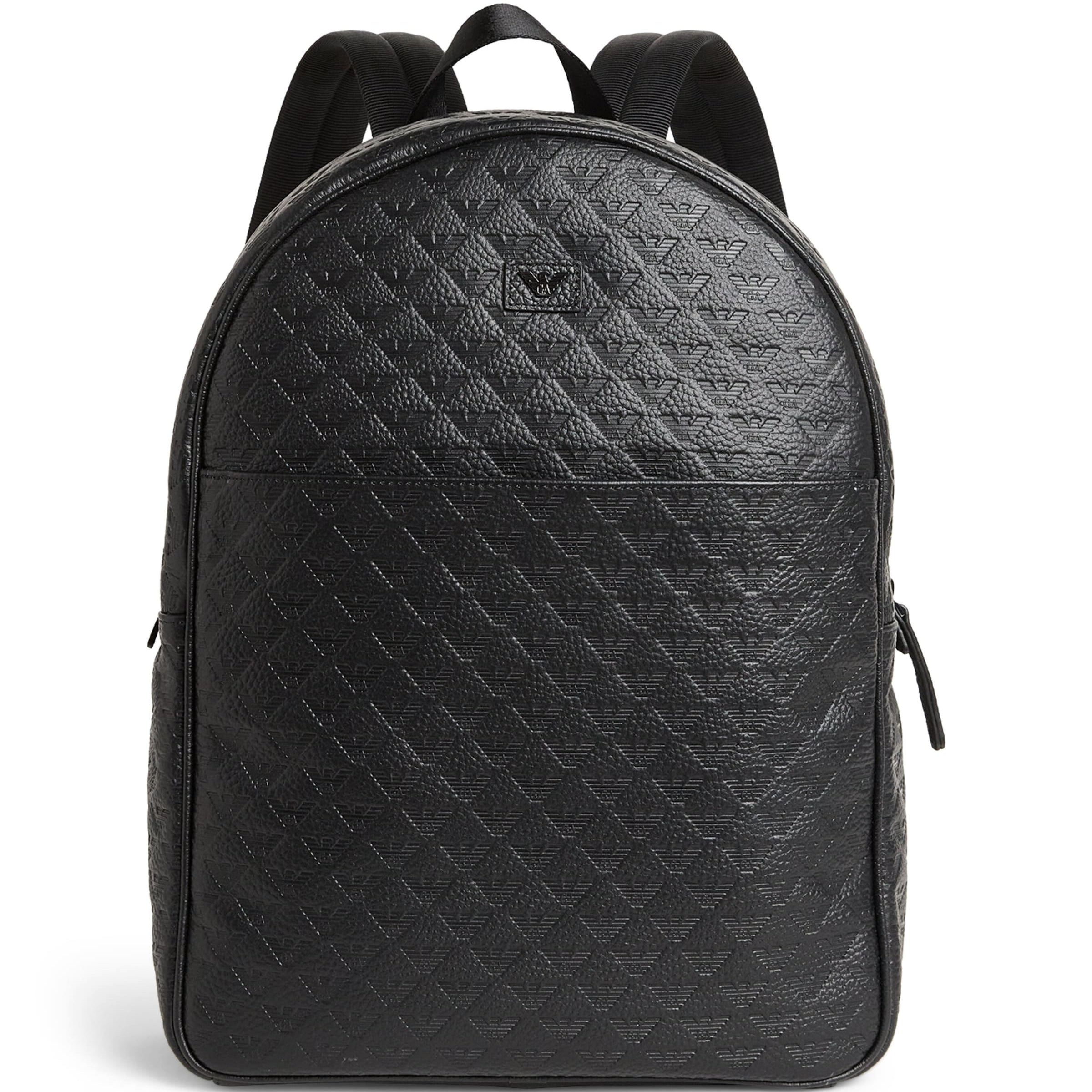 Leather Embossed-Logo Backpack