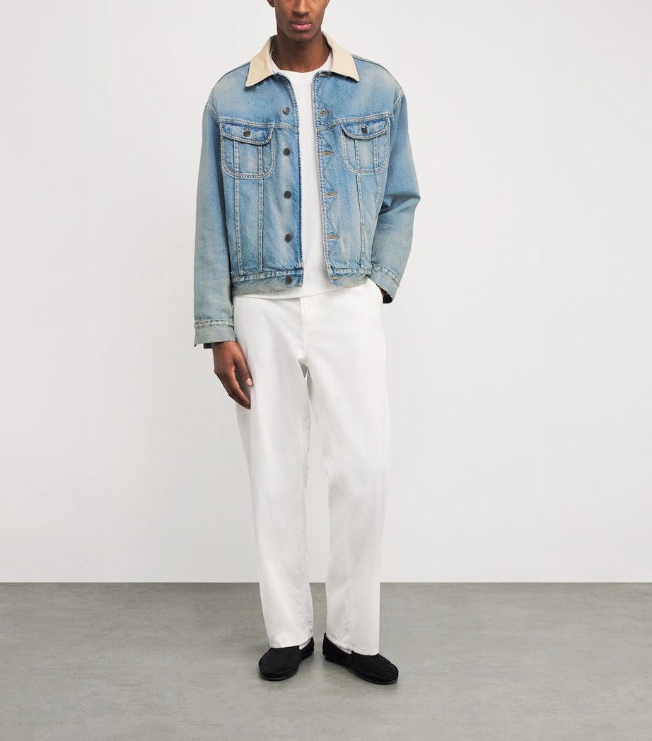 Joret Corduroy-Trim Denim Jacket LIGHT INDIGO