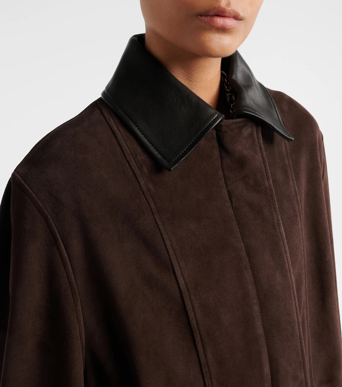 Nour Hammour - Grange leather-trimmed suede jacket