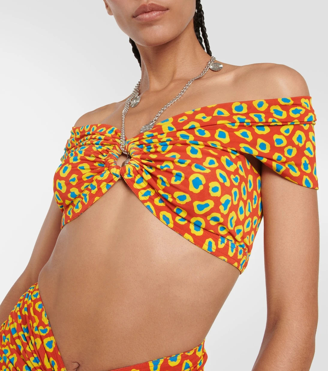 Rabanne - Printed strapless crop top