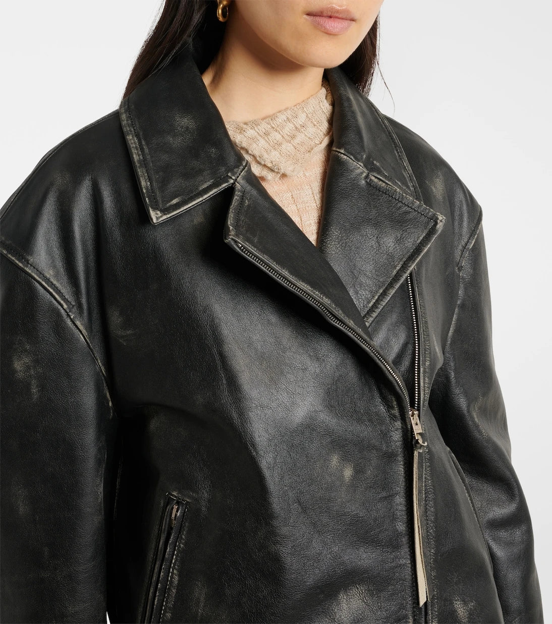 Acne Studios - جاكيت راكبي الدراجات من الجلد