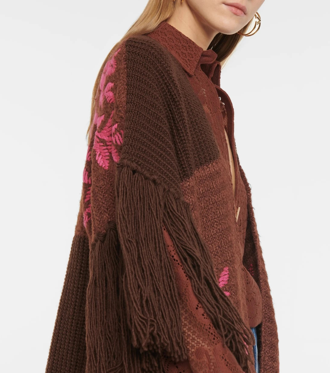 Valentino - Embroidered wool and cotton-blend poncho