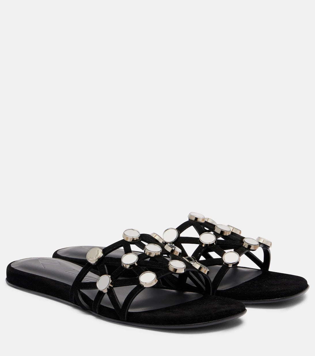 The Attico - Grid embellished suede flat sandals