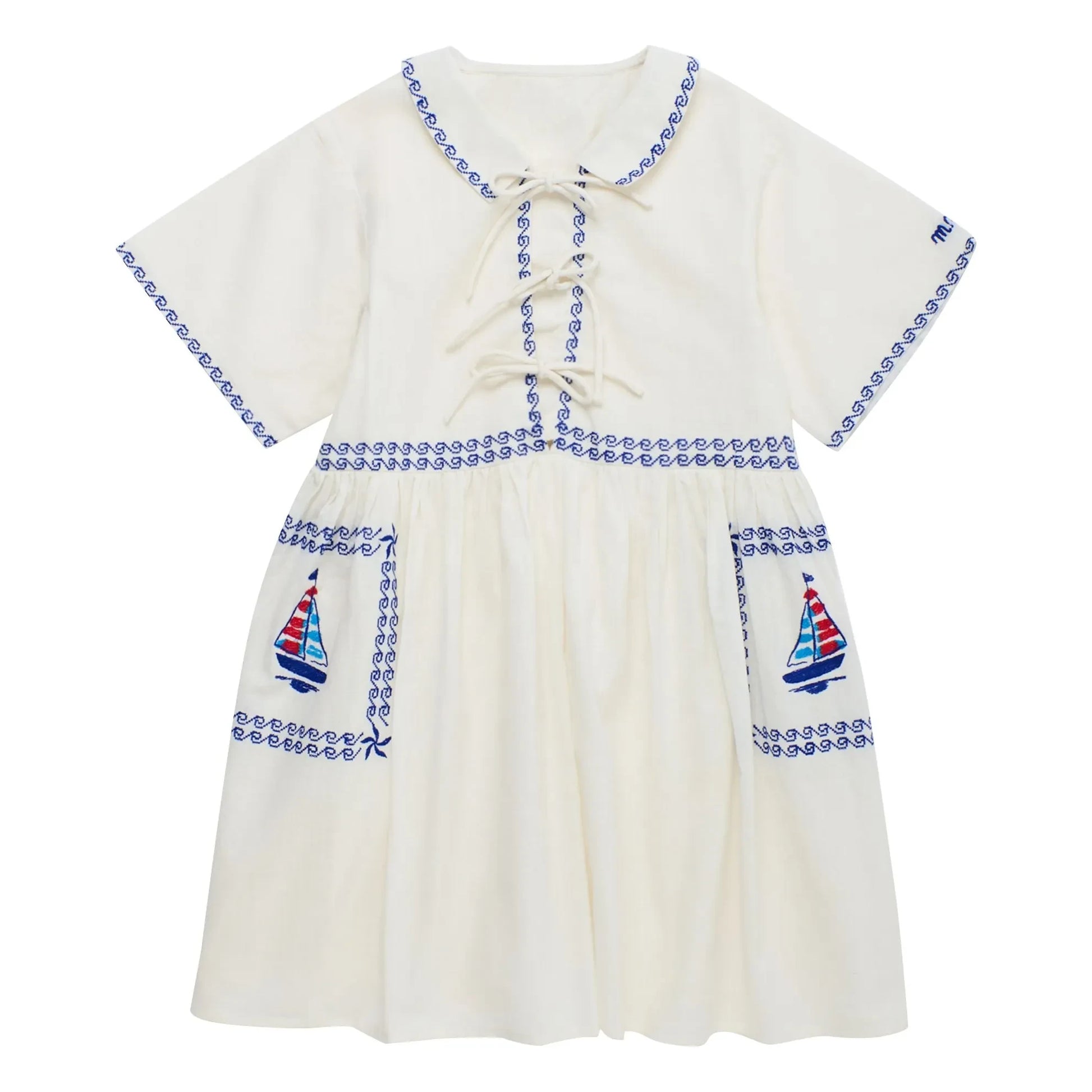 Maison Mangostan - Voiles Embroidered Dress | White