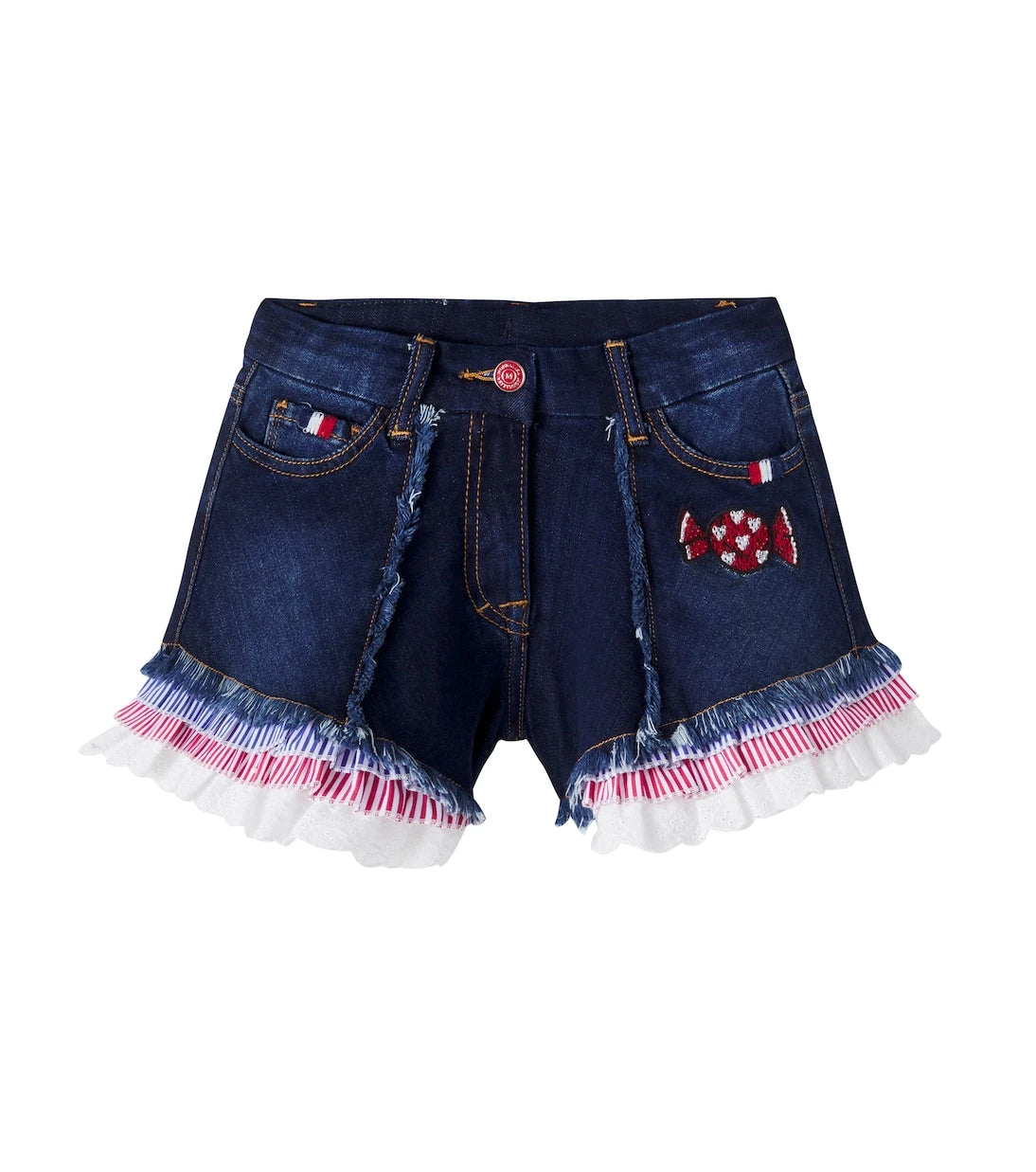 Monnalisa - Embellished fringed denim shorts